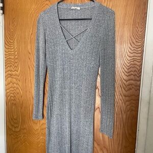 Heart Hips Gray Long Sleeve Dress